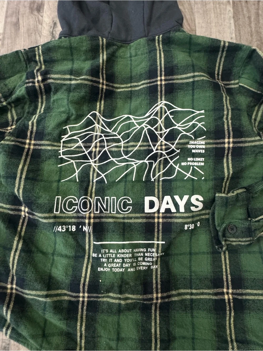 Zara Kids Hooded Plaid Flannel Shacket Green Black Button Front Shirt Sz 10